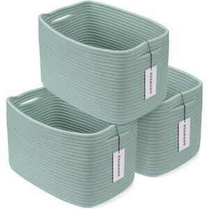 Cotton Rope storage Basket Bins Woven Basket for Organizing Shelves Rectangle